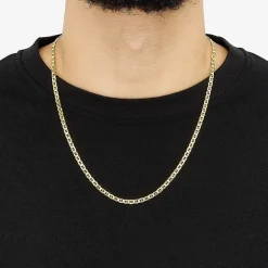 Made in Italy Mens 10K Gold 22 Inch Mariner Chain Necklace