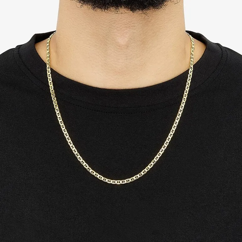 Made in Italy Mens 10K Gold 22 Inch Mariner Chain Necklace