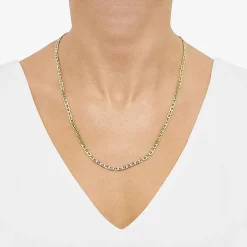 Made in Italy Mens 10K Gold 22 Inch Mariner Chain Necklace