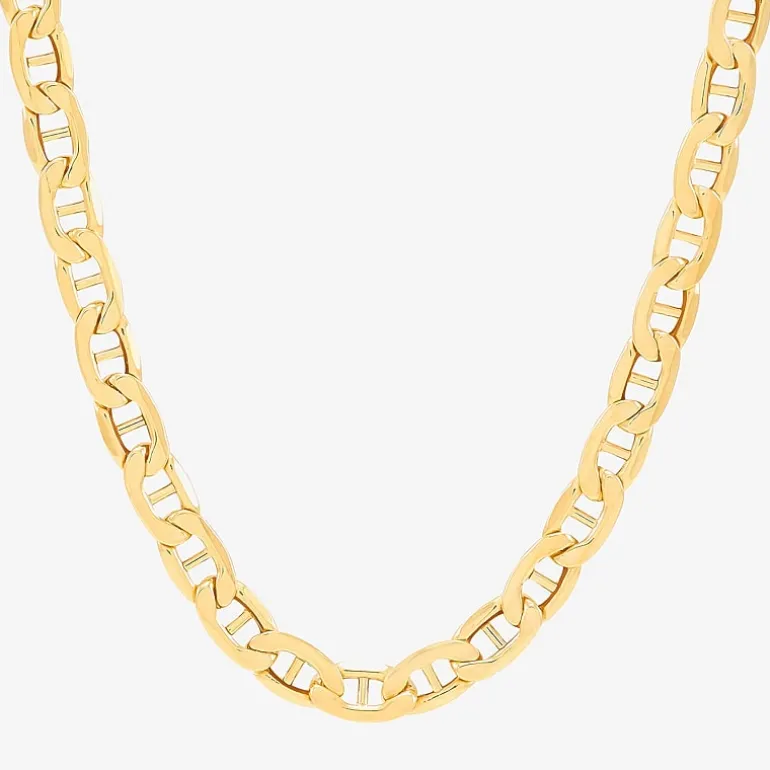Made in Italy Mens 10K Gold 22 Inch Mariner Chain Necklace