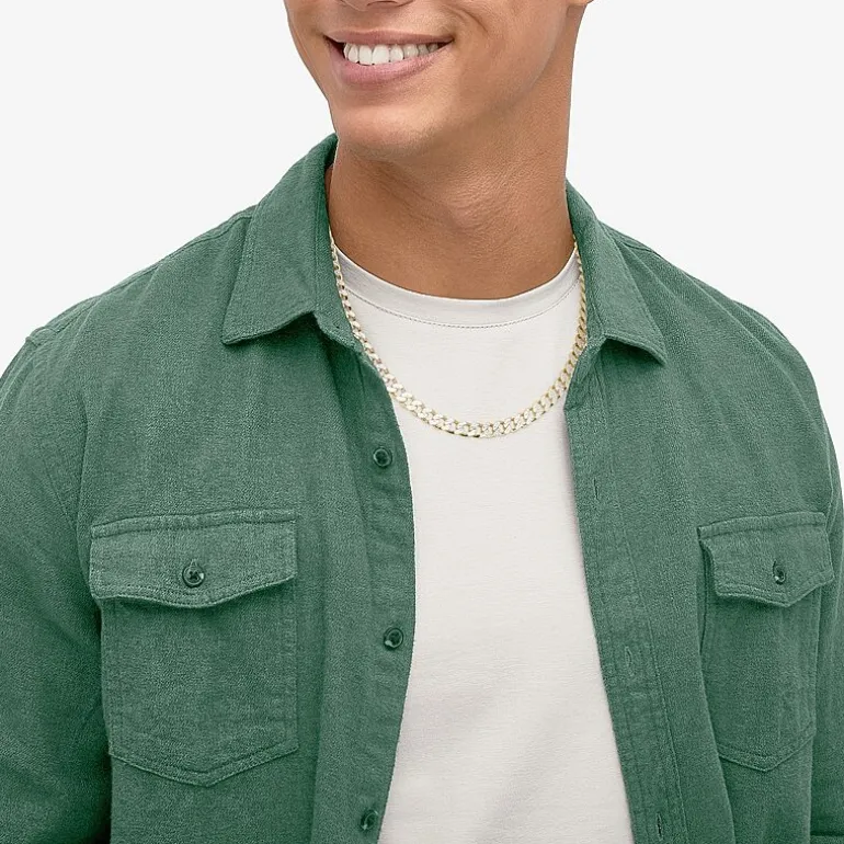 Made in Italy Mens 24K Gold Over Silver 24 Inch Curb Chain Necklace