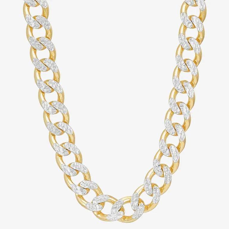 Made in Italy Mens 24K Gold Over Silver 24 Inch Curb Chain Necklace
