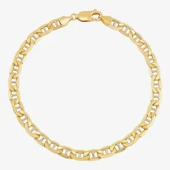 Made in Italy Mens 10K Gold Semisolid Link Chain Bracelet