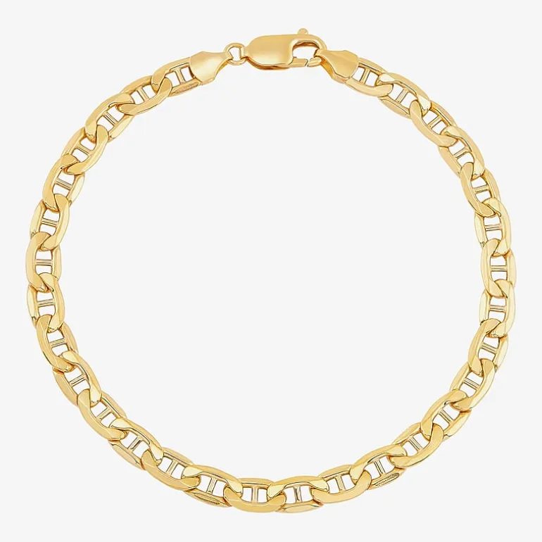 Made in Italy Mens 10K Gold Semisolid Link Chain Bracelet