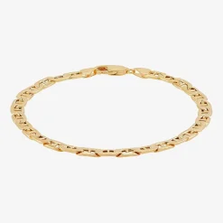 Made in Italy Mens 10K Gold Semisolid Link Chain Bracelet