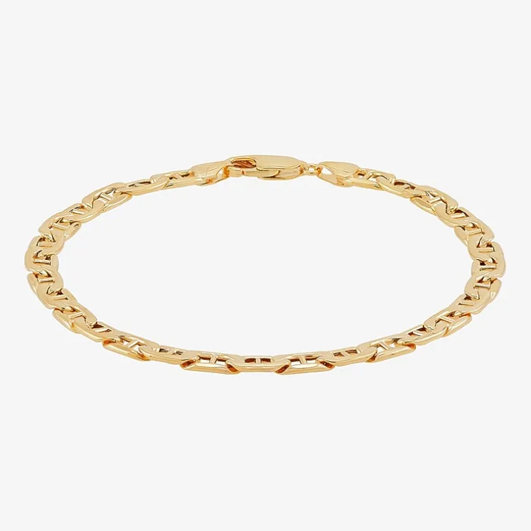 Made in Italy Mens 10K Gold Semisolid Link Chain Bracelet