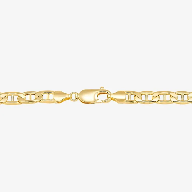Made in Italy Mens 10K Gold Semisolid Link Chain Bracelet