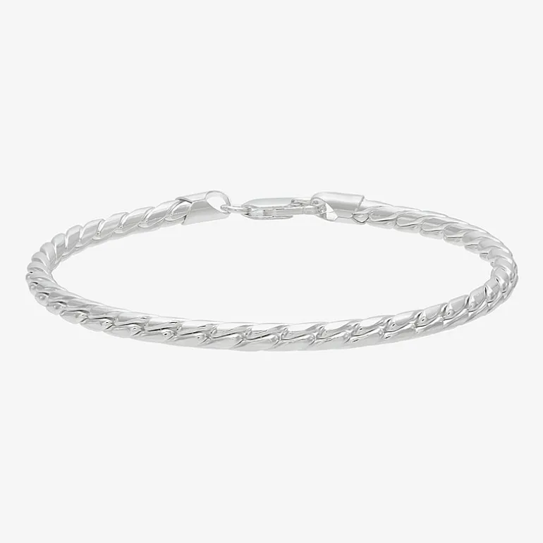 Made in Italy Mens Sterling Silver 8 1/2 Inch Solid Curb Chain Bracelet