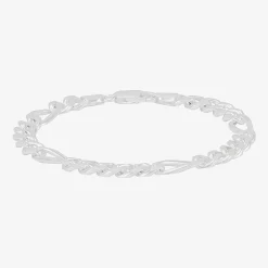 Made in Italy Mens Sterling Silver 8 1/2 Inch Solid Figaro Chain Bracelet