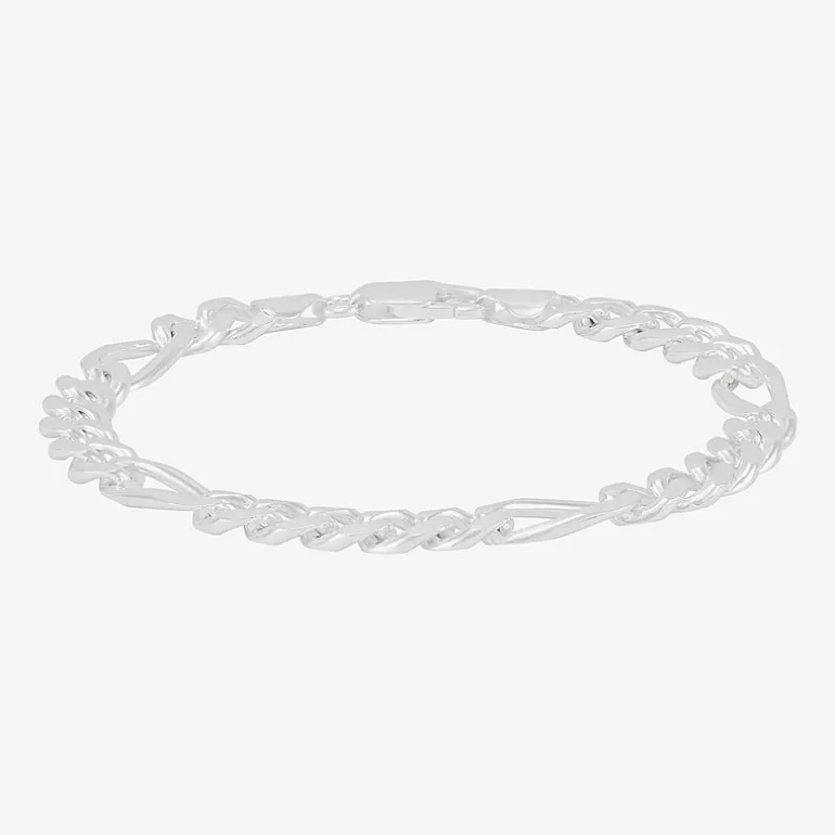 Made in Italy Mens Sterling Silver 8 1/2 Inch Solid Figaro Chain Bracelet