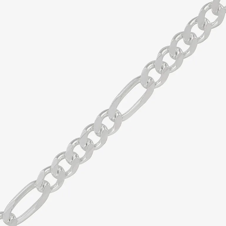 Made in Italy Mens Sterling Silver 8 1/2 Inch Solid Figaro Chain Bracelet