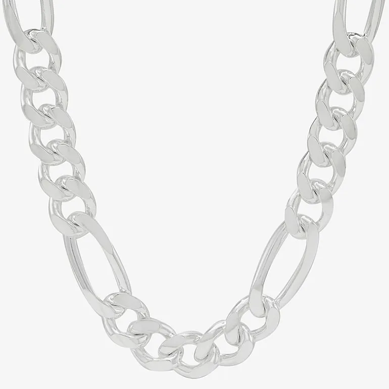 Made in Italy Mens Sterling Silver 24 Inch Figaro Chain Necklace