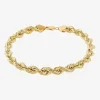 Made in Italy Unisex Adult 10K Gold 9 Inch Hollow Rope Chain Bracelet
