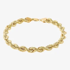 Made in Italy Unisex Adult 10K Gold 9 Inch Hollow Rope Chain Bracelet