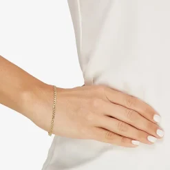 Made in Italy Unisex Adult 10K Gold 7.5 Inch Hollow Curb Chain Bracelet