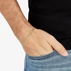 Made in Italy Unisex Adult 10K Gold 7.5 Inch Hollow Curb Chain Bracelet