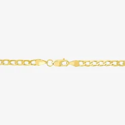 Made in Italy Unisex Adult 10K Gold 7.5 Inch Hollow Curb Chain Bracelet