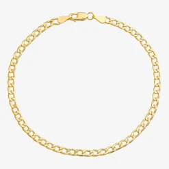 Made in Italy Unisex Adult 10K Gold 7.5 Inch Hollow Curb Chain Bracelet