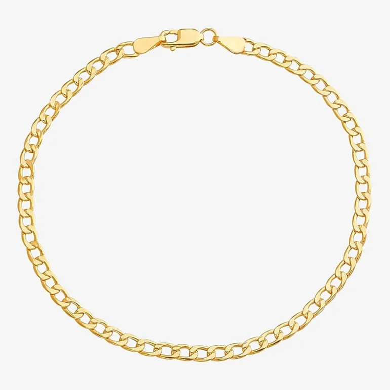 Made in Italy Unisex Adult 10K Gold 7.5 Inch Hollow Curb Chain Bracelet