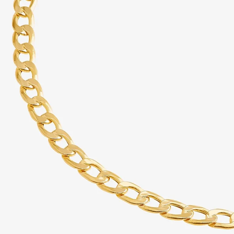 Made in Italy Unisex Adult 10K Gold 7.5 Inch Hollow Curb Chain Bracelet