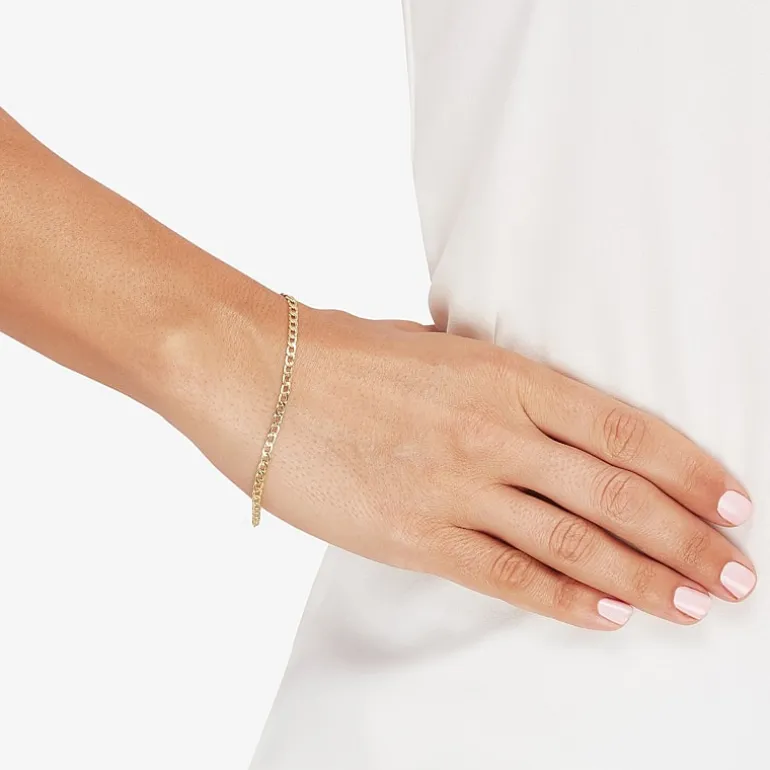 Made in Italy Unisex Adult 10K Gold 7.5 Inch Hollow Curb Chain Bracelet