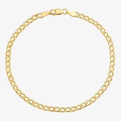 Made in Italy Unisex Adult 10K Gold 7.5 Inch Hollow Curb Chain Bracelet