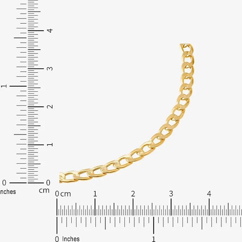 Made in Italy Unisex Adult 10K Gold 7.5 Inch Hollow Curb Chain Bracelet