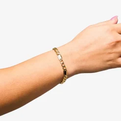 Made in Italy Unisex Adult 10K Gold 8 1/2 Inch Hollow Link Chain Bracelet