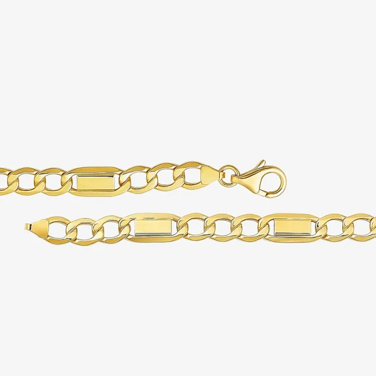 Made in Italy Unisex Adult 10K Gold 8 1/2 Inch Hollow Link Chain Bracelet
