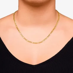 Made in Italy Unisex Adult 10K Gold 20 Inch Figaro Chain Necklace