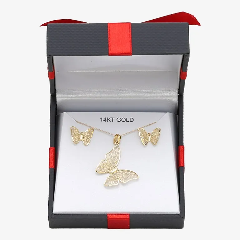 Made in Italy Womens 14K Gold Butterfly 2-pc. Jewelry Set