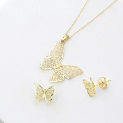 Made in Italy Womens 14K Gold Butterfly 2-pc. Jewelry Set