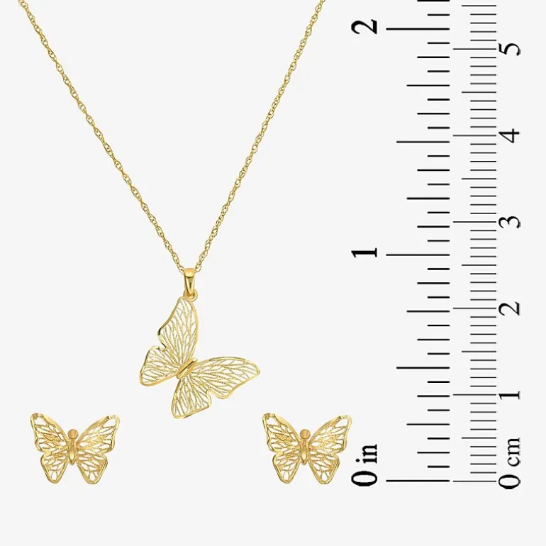Made in Italy Womens 14K Gold Butterfly 2-pc. Jewelry Set