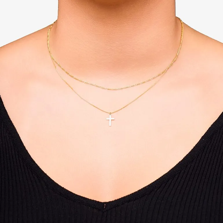 Made in Italy Womens 14K Gold Cross 17 Inch Pendant Necklace