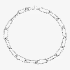 Made in Italy Womens 14K Gold 8 Inch Hollow Paperclip Chain Bracelet