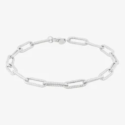 Made in Italy Womens 14K Gold 8 Inch Hollow Paperclip Chain Bracelet