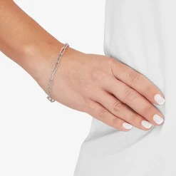 Made in Italy Womens 14K Gold 8 Inch Hollow Paperclip Chain Bracelet