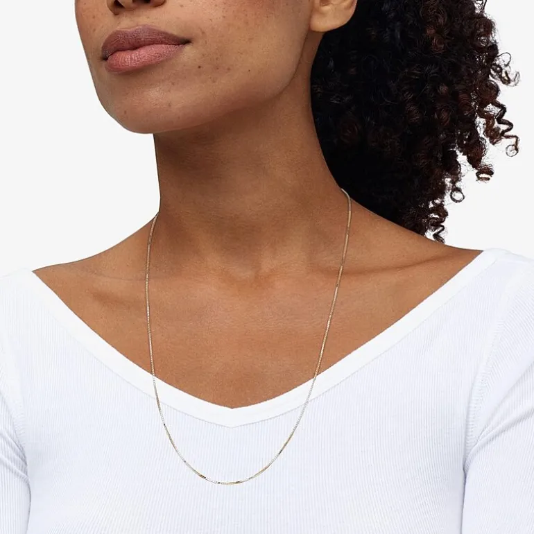 Made in Italy Womens 14K Gold 22 Inch Box Chain Necklace