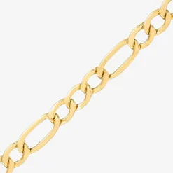 Made in Italy Womens 10K Gold 7.5 Inch Hollow Figaro Chain Bracelet