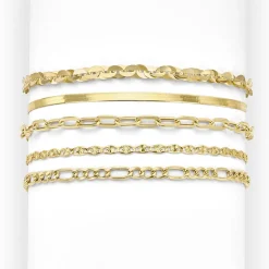 Made in Italy Womens 10K Gold 7.5 Inch Hollow Figaro Chain Bracelet
