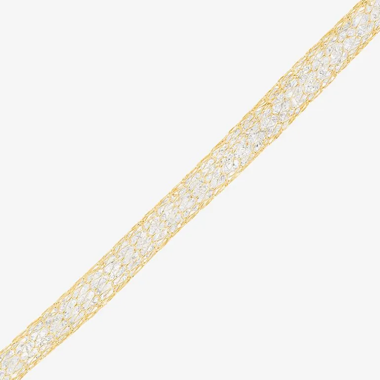 Made in Italy Womens 10K Gold 7.5 Inch Solid Mesh Chain Bracelet