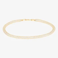 Made in Italy Womens 10K Gold 7.5 Inch Solid Mesh Chain Bracelet