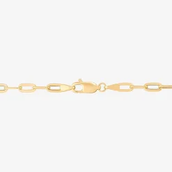 Made in Italy Womens 10K Gold 7 Inch Hollow Paperclip Chain Bracelet