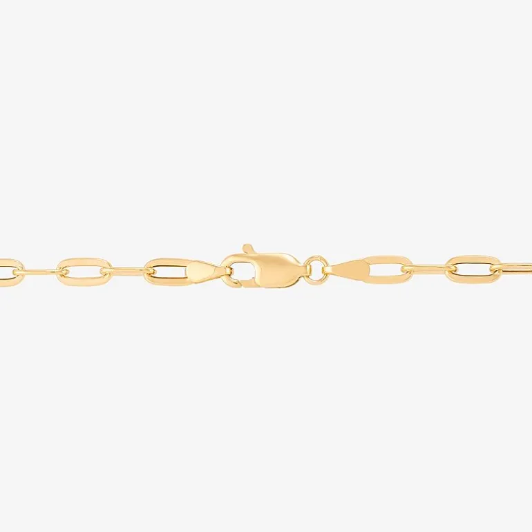 Made in Italy Womens 10K Gold 7 Inch Hollow Paperclip Chain Bracelet