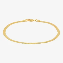 Made in Italy Womens 10K Gold 7.5 Inch Solid Herringbone Chain Bracelet