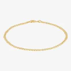 Made in Italy Womens 14K Gold 7.5 Inch Semisolid Figaro Chain Bracelet