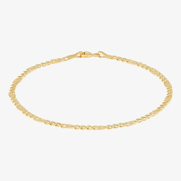 Made in Italy Womens 14K Gold 7.5 Inch Semisolid Figaro Chain Bracelet
