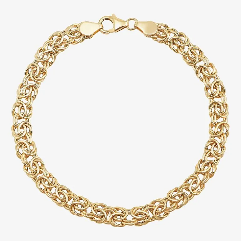 Made in Italy Womens 14K Gold 8 Inch Hollow Byzantine Chain Bracelet