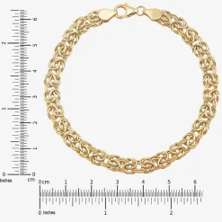 Made in Italy Womens 14K Gold 8 Inch Hollow Byzantine Chain Bracelet