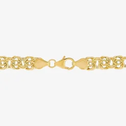 Made in Italy Womens 14K Gold 8 Inch Hollow Byzantine Chain Bracelet